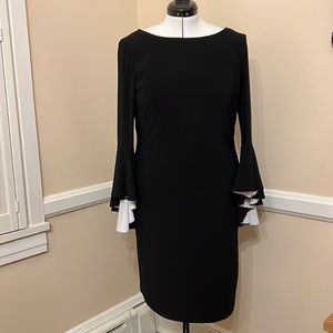 Frank Lyman black dress with white under sleeve size 14